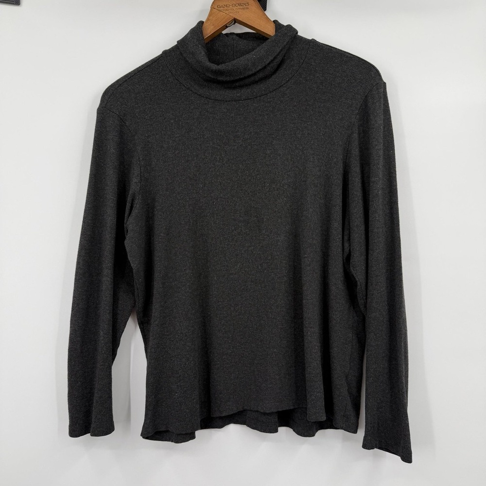Lauren Ralph Lauren Turtleneck Shirt Womens 1X Gray Rayon Stretch Long Sleeve